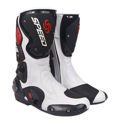 Botas de motocicleta con protección para los pies, Botas de carreras profesionales de alta velocidad para motorista, Botas de microfibra para hombre, Botas de carreras para Moto