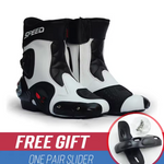 Botas de motocicleta con protección para los pies, Botas de carreras profesionales de alta velocidad para motorista, Botas de microfibra para hombre, Botas de carreras para Moto
