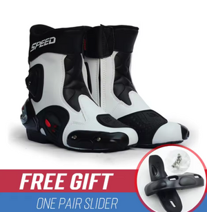 Botas de motocicleta con protección para los pies, Botas de carreras profesionales de alta velocidad para motorista, Botas de microfibra para hombre, Botas de carreras para Moto