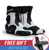 Botas de motocicleta con protección para los pies, Botas de carreras profesionales de alta velocidad para motorista, Botas de microfibra para hombre, Botas de carreras para Moto