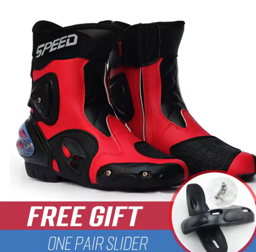 Botas de motocicleta con protección para los pies, Botas de carreras profesionales de alta velocidad para motorista, Botas de microfibra para hombre, Botas de carreras para Moto