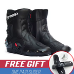 Botas de motocicleta con protección para los pies, Botas de carreras profesionales de alta velocidad para motorista, Botas de microfibra para hombre, Botas de carreras para Moto