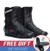 Botas de motocicleta con protección para los pies, Botas de carreras profesionales de alta velocidad para motorista, Botas de microfibra para hombre, Botas de carreras para Moto