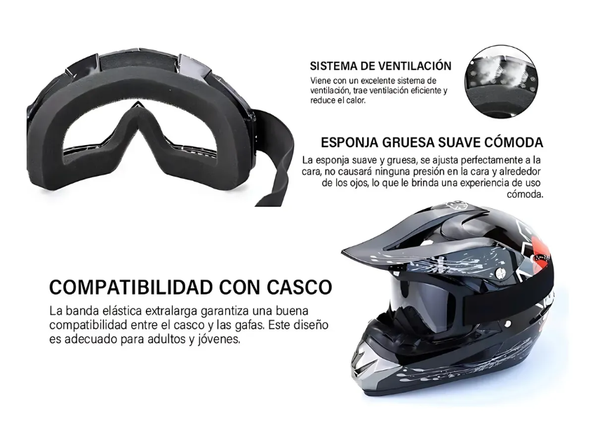 Goglesss Motocross Gafas Tacticas Anti Niebla (2 PARES)