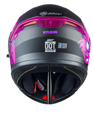 Casco Para Moto Mujer Kov Furia Kit Bun Negro Rosa Abatible Color Rosa Chicle