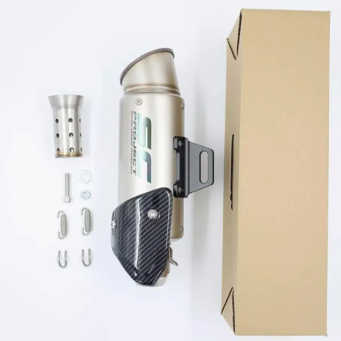 Escape para motocicleta, diámetro del silenciador de 51 mm, silenciador de carreras/silenciador , diseño soldado en forma de pez. Se adapta a la mayoría de motocicletas.