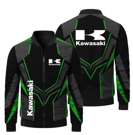 Nueva chaqueta con estampado Kawasaki para hombre, chaqueta informal para motocicleta, chaqueta de carreras para ciclismo al aire libre, ropa deportiva Kawasaki