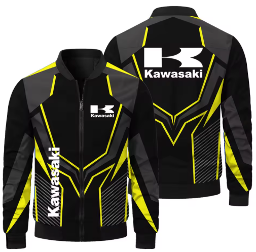 Nueva chaqueta con estampado Kawasaki para hombre, chaqueta informal para motocicleta, chaqueta de carreras para ciclismo al aire libre, ropa deportiva Kawasaki