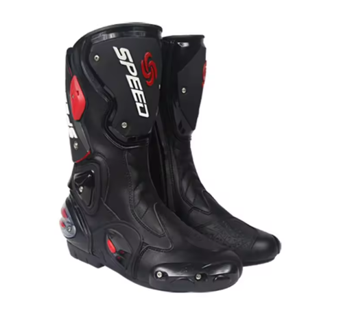 Botas de motocicleta con protección para los pies, Botas de carreras profesionales de alta velocidad para motorista, Botas de microfibra para hombre, Botas de carreras para Moto
