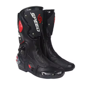 Botas de motocicleta con protección para los pies, Botas de carreras profesionales de alta velocidad para motorista, Botas de microfibra para hombre, Botas de carreras para Moto