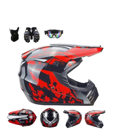 Casco Para Moto Motocross Certificado Dot Con Gafas y Guantes