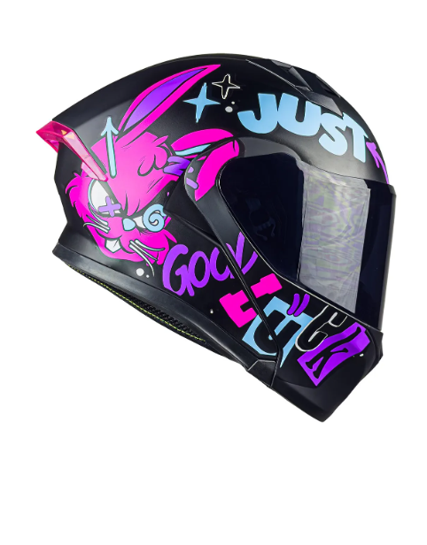 Casco Para Moto Mujer Kov Furia Kit Bun Negro Rosa Abatible Color Rosa Chicle