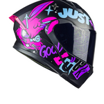 Casco Para Moto Mujer Kov Furia Kit Bun Negro Rosa Abatible Color Rosa Chicle