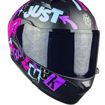 Casco Para Moto Mujer Kov Furia Kit Bun Negro Rosa Abatible Color Rosa Chicle