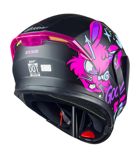 Casco Para Moto Mujer Kov Furia Kit Bun Negro Rosa Abatible Color Rosa Chicle