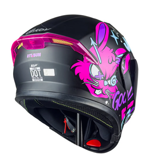 Casco Para Moto Mujer Kov Furia Kit Bun Negro Rosa Abatible Color Rosa Chicle