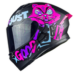 Casco Para Moto Mujer Kov Furia Kit Bun Negro Rosa Abatible Color Rosa Chicle