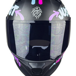 Casco Para Moto Mujer Kov Furia Kit Bun Negro Rosa Abatible Color Rosa Chicle