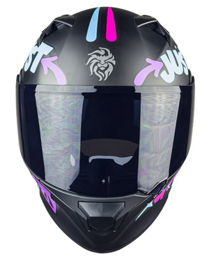 Casco Para Moto Mujer Kov Furia Kit Bun Negro Rosa Abatible Color Rosa Chicle