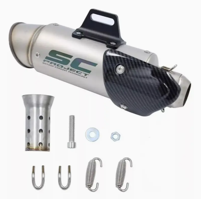 Escape para motocicleta, diámetro del silenciador de 51 mm, silenciador de carreras/silenciador , diseño soldado en forma de pez. Se adapta a la mayoría de motocicletas.