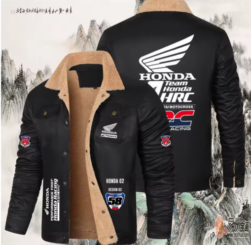 Chaqueta de calentamiento de algodón grueso para hombre con logotipo de motocicleta Honda: una chaqueta de hombre transpirable y protectora solar