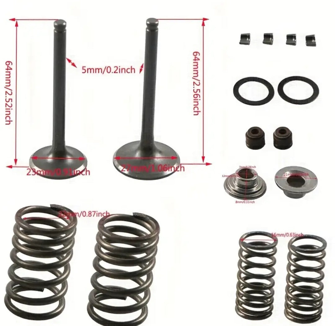 Kit de 16 válvulas de motor de motocicleta de 125 cc, juego de válvulas de admisión y escape de acero con resortes y sellos
